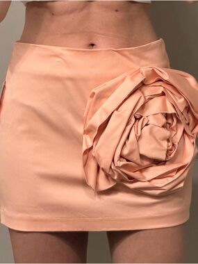 Peach Rose Applique Mini Skirt